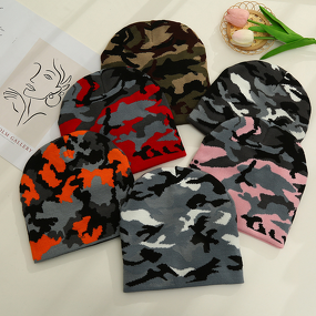 Beanie Hats Manufacturer - Quick Shipment Fashion Jacquard Knit Acrylic Camo Graphic with Personalized Logo Printed for Travel