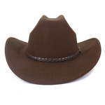 Cowboy Hat Manufacturer - Wholesale Vintage Imitation Wool Felt Roll Wide Brim PU Ribbon Custom Logo Mexican Fedora