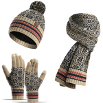 Winter Scarf Beanie Set Manufacturer - Wholesale Supplier Unisex Warm Thick Jacquard Knit Hat & Gloves Sets for Men Women
