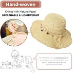 Summer Beach Bucket Hat Manufacturer - Women's Handmade Sequin Embroidery Foldable UV Protection Raffia Straw Ribbon