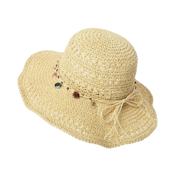 Summer Beach Bucket Hat Manufacturer - Women's Handmade Sequin Embroidery Foldable UV Protection Raffia Straw Ribbon