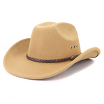 Cowboy Hat Manufacturer - Wholesale Vintage Imitation Wool Felt Roll Wide Brim PU Ribbon Custom Logo Mexican Fedora