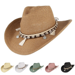 Western Cowboy Hat Manufacturer - Wholesale Shell Tassel Decoration Paper Beach Straw for Summer Outing Party