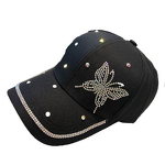 Baseball Cap Manufacturer - Unisex Custom Washed Denim 6-Panel Adjustable Bling Rhinestone Butterfly