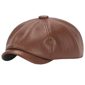 Newsboy Hat Manufacturer - 2025 New British Style Eight Panel Berets PU Leather Casual Retro Renaissance Unisex for Sports