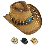 Western Cowboy Hats Manufacturer - Wholesale Summer Ombre Beads Decoration Hollow Printed Paper Straw Striped for Outdoor