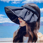 Summer Sun Hat Manufacturer - Korean Women's Large Brim Custom Logo Portable Shell Fashion Sunshade Cotton Polyester