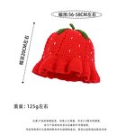 Bucket Hat Manufacturer - Handmade Knit Strawberry Leaf Edge Pullover Ruffled Fisherman Girl Crochet Casual