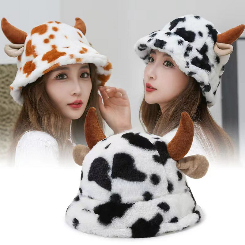 Winter Fisherman Hat Manufacturer - Cow Horn Fashion Plush Thickened Warm Fur Bucket