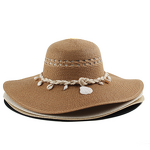 Women's Cowboy Hat Manufacturer - Designer Wide Conch Shell Decorated Raffia Woven Straw Casual Summer Paper