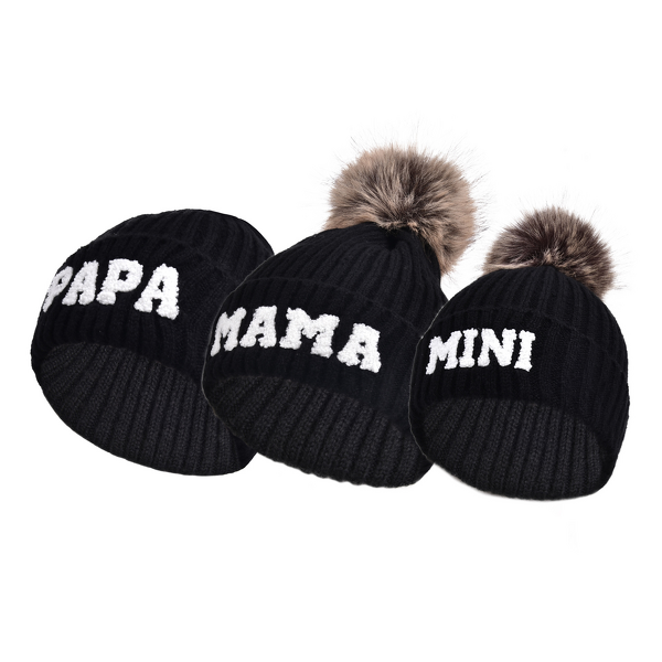 Winter Beanie Hat Manufacturer - Fashion with Pompom Mini Letter Knitted Patches Thickened Parent Child for Cycling