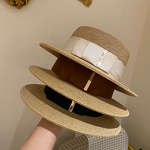 Straw Hat Manufacturer - Handmade Summer Woven Wide Brim Flat Top High Quality Customized Sun Protection Papyrus for Women