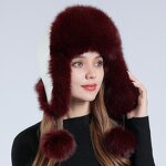 Winter Aviator Hat Manufacturer - Women's Warm Russian Trooper Cap Cartoon Leaf Faux Fur Trapper Wholesale for Cycling