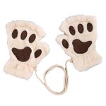 Cat Claw Gloves Manufacturer - New Women Cartoon Girls Thickened Plush Lovely Style Bear Paw Exposed Fingers Half Finger