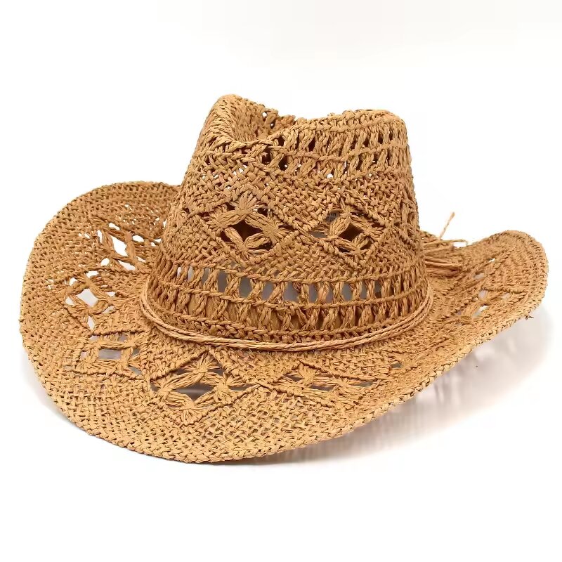 Cowboy Hat Manufacturer - Wholesale Retro Hollow Cowgirl Summer Beach Outdoor Sunshade Straw Handmade Western Paper