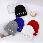 Beanie Hat Manufacturer - Hot-Selling Pearl Chain Rhinestone Jacquard 100% Acrylic Versatile Ear-Protecting Autumn