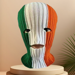 Balaclava Manufacturer - Irish Flag Knitted Green-White-Orange Three-Colour Striped Face Mask with Digital Printing