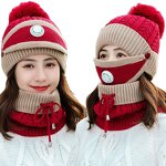 Winter Hat Scarf Set Manufacturer - New Knitted Windproof Warm Face Mask with Breathing Valve Fascinator for Ladies