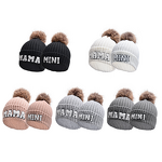 Winter Beanie Hat Manufacturer - Solid Color Pompom Mini Letter Knitted Patches Thickened Mama Set for Beach