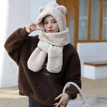 Hat Gloves Set Manufacturer - Hot Selling Brown Bear Animal Long Mitten Thick Warm Designer Cute Scarf and Bag Set