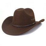 Cowboy Hat Manufacturer - Wholesale Vintage Imitation Wool Felt Roll Wide Brim PU Ribbon Custom Logo Mexican Fedora