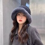 Winter Hat Manufacturer - Wholesale High Quality Thicken Fleece Lined Fisherman Plush Cap Woman Faux Fur Bucket