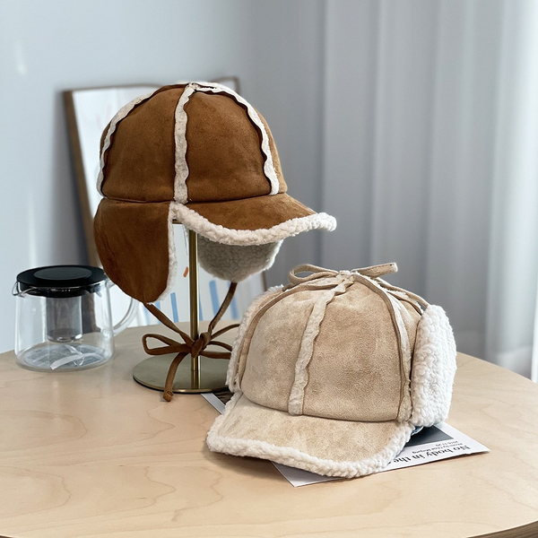 Aviator Hat Manufacturer - Women's Thickened Winter Warm Sheepskin Suede Cold-Proof Lamb Wool Ear Protection Lei Feng