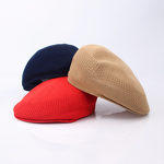 Beret Manufacturer - Wholesale Classic Breathable Mesh Custom Logo Flat Top Cap Unisex All Seasons Casual Polyester/Cotton