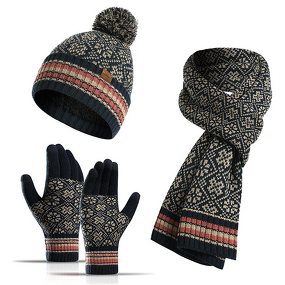 Winter Scarf Beanie Set Manufacturer - Wholesale Supplier Unisex Warm Thick Jacquard Knit Hat & Gloves Sets for Men Women