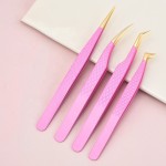 Eyelash Tweezers Factory - High Quality Pink Slanted