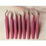 Eyelash Tweezers Factory - High Quality Pink Slanted