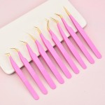 Eyelash Tweezers Factory - High Quality Pink Slanted