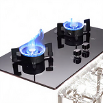 Gas Cooktop Manufacturer - Double Burner Easy Clean Safety Lock Portable LPG Household Hotel Use Glass Surface Highly Efficient