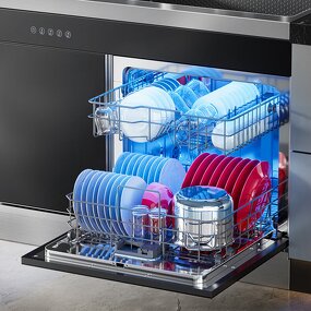 Dish Washing Machine Manufacturer - New Arrival with Sink Luxury Matte Black 1.2m Double Sinks Build in 12Sets Ultraviolet