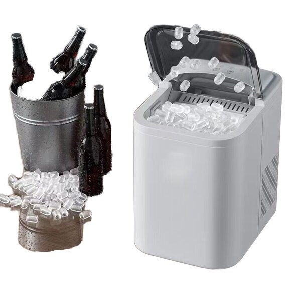 Ice Maker Manufacturer - Portable Electric with Carry Handle Self-Cleaning Ice Scoop Basket for Home Bar Durable Plastic