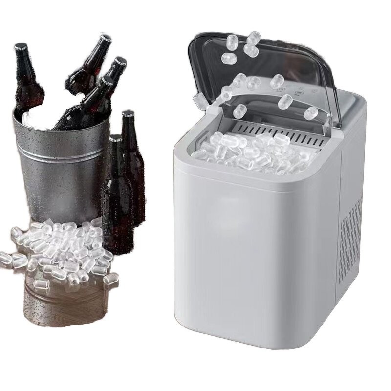 Ice Maker Manufacturer - Portable Electric with Carry Handle Self-Cleaning Ice Scoop Basket for Home Bar Durable Plastic