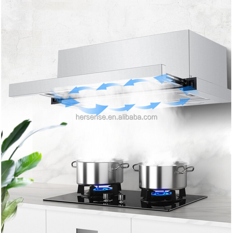 Chimney Manufacturer - Smart Sensor for Kitchen Auto Clean Campana Extractora with Touch Control 3 Speed Modes Charcoal Filter