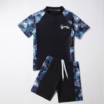 Boys Swimsuit Manufacturer - Conservative Short-Sleeved Split Design Large Sizes for Summer Surfing