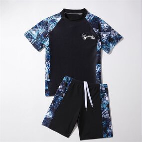 Boys Swimsuit Manufacturer - Conservative Short-Sleeved Split Design Large Sizes for Summer Surfing
