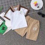 Children's Clothing Set Manufacturer - New 2023 Fashion Baby Two Sets Short-sleeved Embroidery Letters Short Sleeve