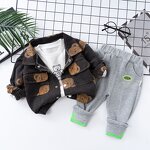 Boys Jacket Set Manufacturer - New Korean Spring Autumn New Denim Jacket Three-piece Small Child Baby Cartoon