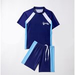 Boys Swimsuit Manufacturer - Conservative Short-Sleeved Split Design Large Sizes for Summer Surfing