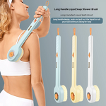 Bath Brush Manufacturer - Long-Handle Soft Bristle Hangable Push-Pull Liquid Dispensing Shower with No Help Needed Back Scrubbing