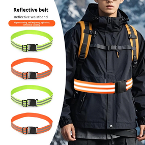 Reflective Belt Manufacturer - or Sash PT Belts Lights Visibility Adjustable Lightweight Tape Vest Waist Straps for Night Running Walking