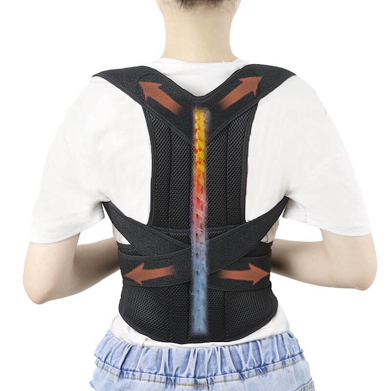 Posture Corrector Manufacturer - Adjustable Upper Back Strap Concealed Unisex Upper Back Shoulder Belt Support Black Universal Set