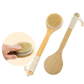 Shower Brush Manufacturer - with Natural Bristle Long Bamboo Handle Bath Body for Wet Dry Brushing Exfoliating Skin