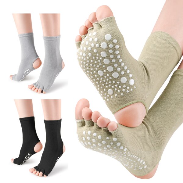 Yoga Socks Manufacturer - Fashion for Women Girls Workout Non-Slip Five Toe Training Dance with Grips