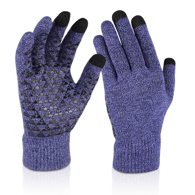 Winter Gloves Manufacturer - Factory Wholesale Men's Warm Knitted Non-slip Outdoor Cycling Sports Plain Screen for Daily Use Ski