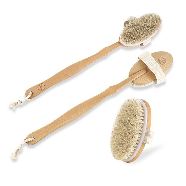 Bathing Brush Manufacturer - Hemu Soft Dry Skin Body Removable Natural Bristles Exfoliating Body Bath