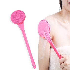 Silicone Bath Body Brush Manufacturer - 2 in 1 Exfoliator Back Long Handle for Shower with Silicone Dots Shower Back Scrubber